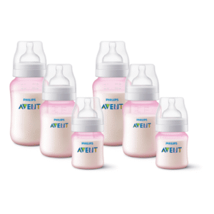 Pack 6 mamaderas Anticolic 125ml,260ml,330ml Avent Rosa