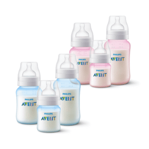 Pack 6 mamaderas Anticolic 125ml,260ml,330ml Avent Celeste-Rosa