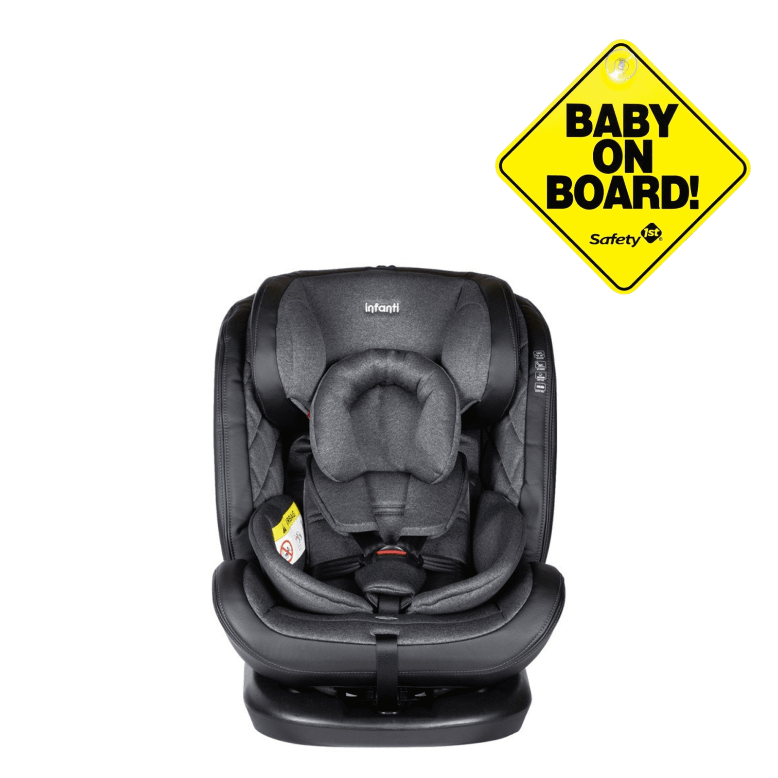 Silla auto convertible I-Giro 360 y Baby on board Amarillo