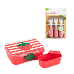 Pack Tupper de Alimento Zoo Fresas más Set 3 Tenedores