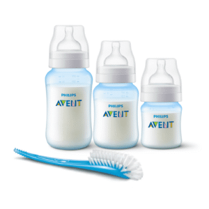 Set 3 Mamaderas Anticolic Blue + Cepillo Limpiador Blue