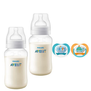 Pack 2 Mamaderas Anticolic 330 ml + 2 Chupetes 6-18 meses Tortuga
