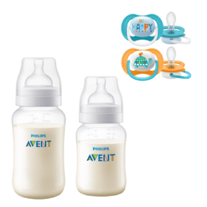 Mamaderas Anticolic 260 y 330 ml + 2 Chupetes 6-18m Tortuga