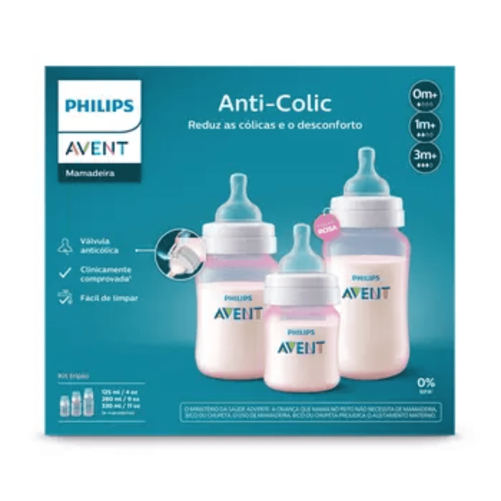 Set mamadera anti-colic 125 ML+260ML+330 ML Rosa - Imagen 2