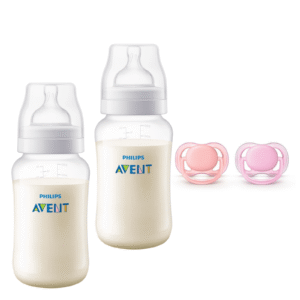 Pack 2 Mamaderas Anticolic 330 ml + 2 Chupetes 6-18m Pink