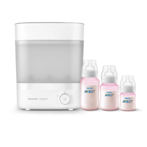 Pack Esterilizador Avent Eléctrico + 3 Mamaderas Pink