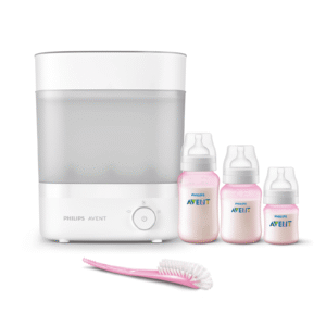 Pack Esterilizador Avent Eléctrico + 3 Mamaderas Pink + Cepillo