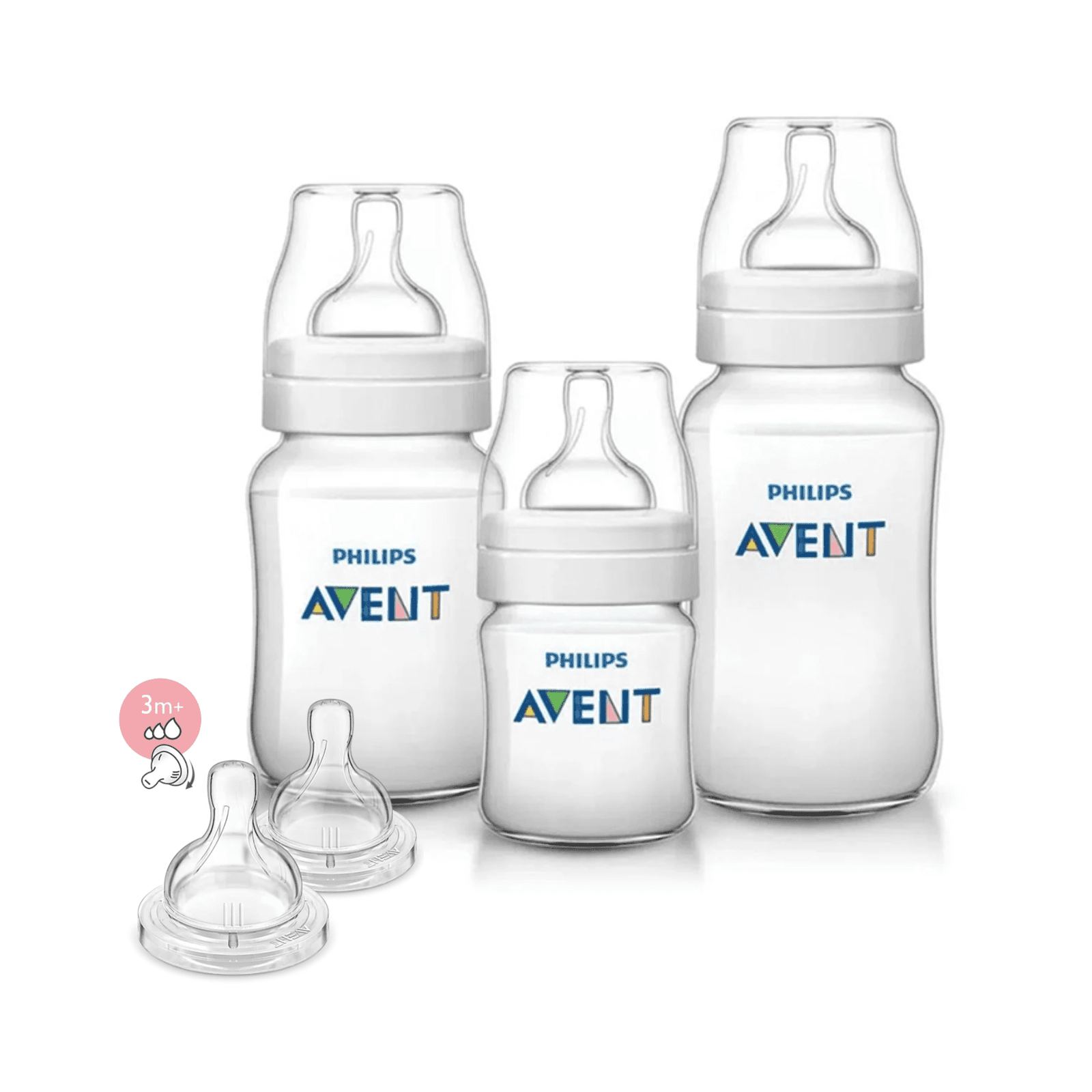 Set mamadera anti-colic 125 ML+260ML+330 ML + 2 Tetinas 3m+ - Imagen 5