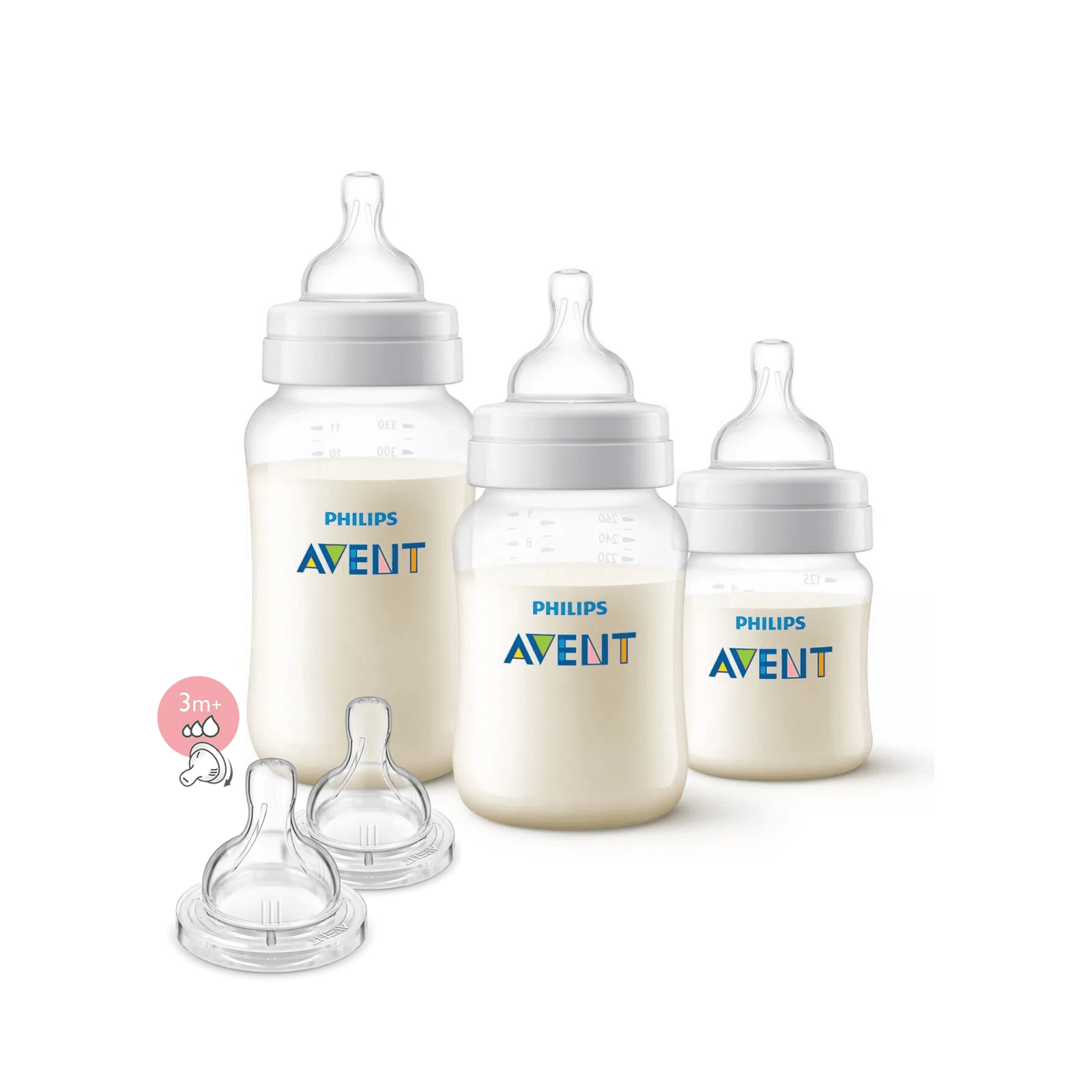 Set mamadera anti-colic 125 ML+260ML+330 ML + 2 Tetinas 3m+ - Imagen 7